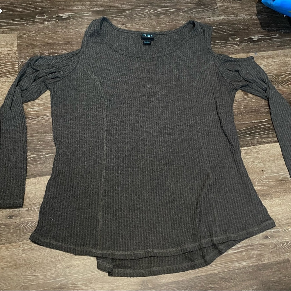 Cold Shoulder Gray knit sweater